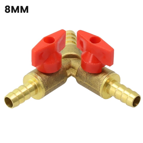 Brass Y-Shaped 3-Way Shut Off Ball Valve With 8Mm And 10Mm Hose Connections For Fuel, Air, Water And Gas, Plumbing Fitting For Garden Irrigation, Aquarium Supplies (8mm)