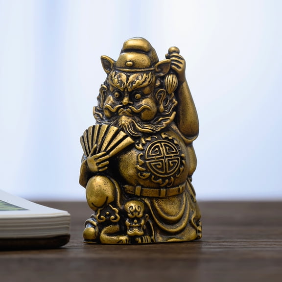 Brass Zhong Kui Figurine Chinese Guardian God Statue Home Protection Feng Shui Decor Gift