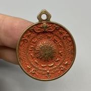 Brass Zodiac Bagua Pendant Keychain Tibetan Style Amulet Vintage Collectible Charm Spiritual Protection Gift for Men Women