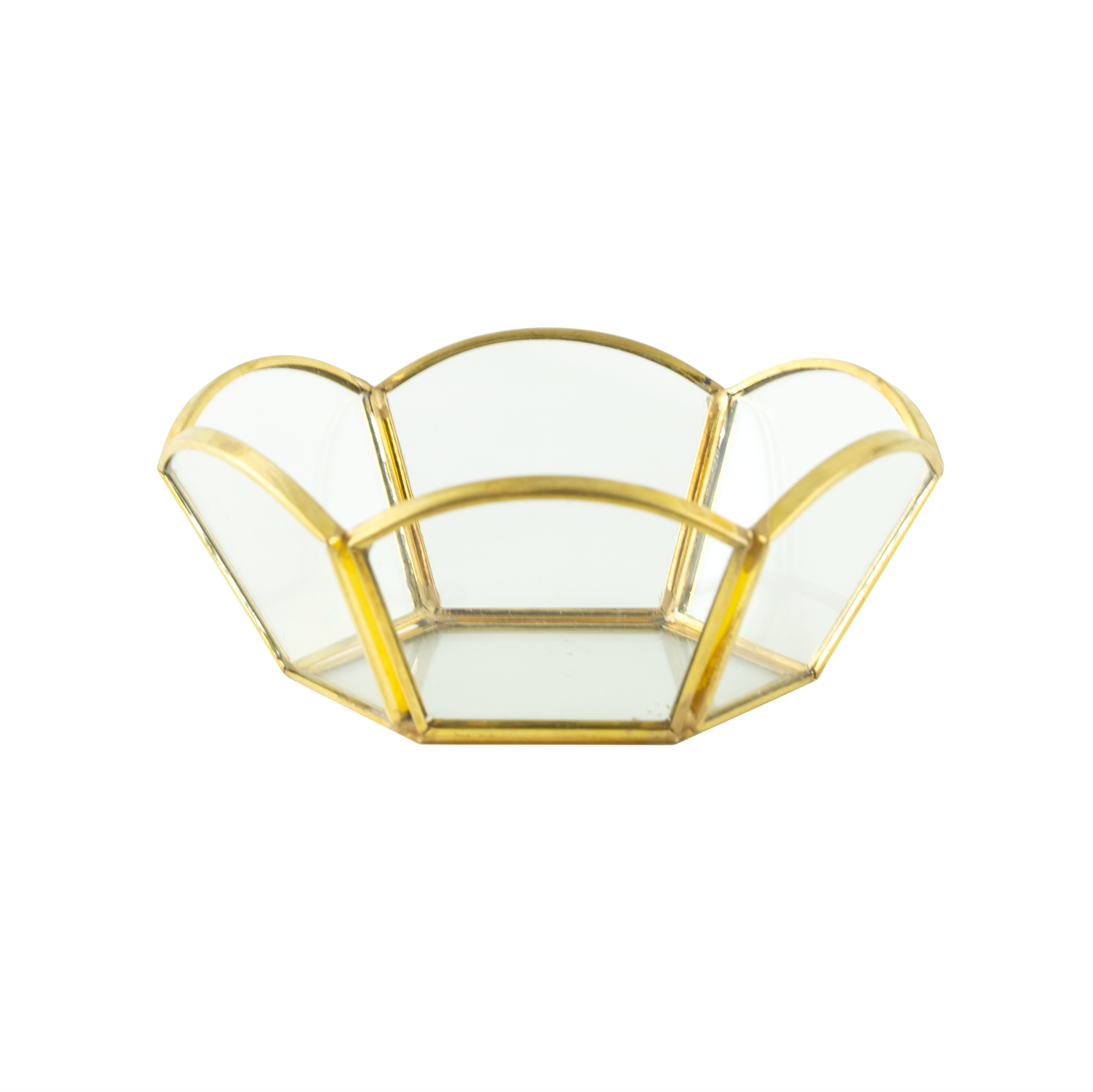 Brass and Glass Gold 4.4" Tabletop Trinket Tray with Decorative Petals - image 1 of 7
