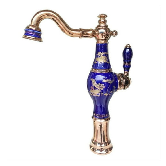 Brass and Jade Basin Sink Faucet Deck Mounted Bathroom Water Tap Hot and Cold Mixer Tap Basin Faucet ,Easy to Install