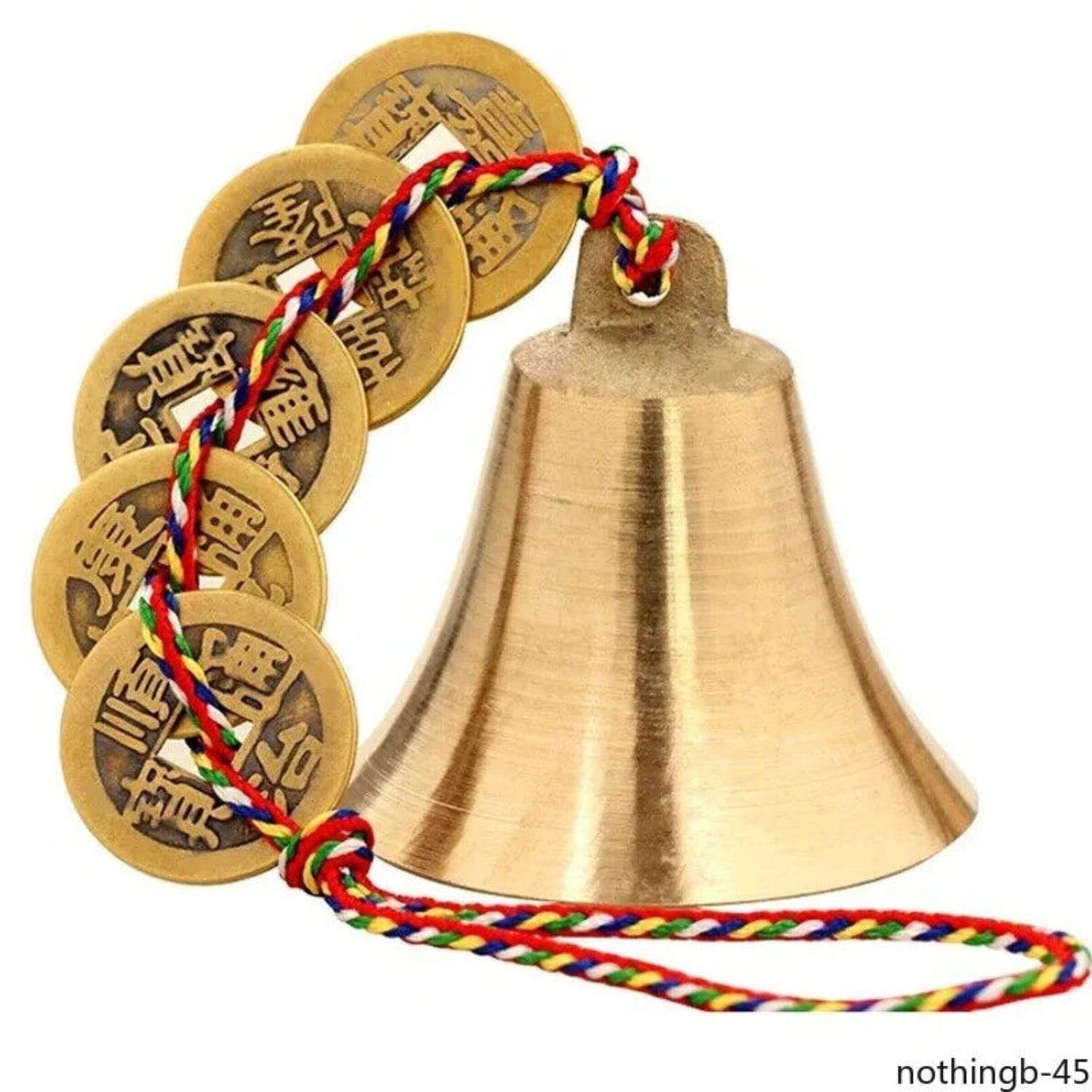 Brass bell hanging wind chimes five emperors copper coin bell five-color wire -