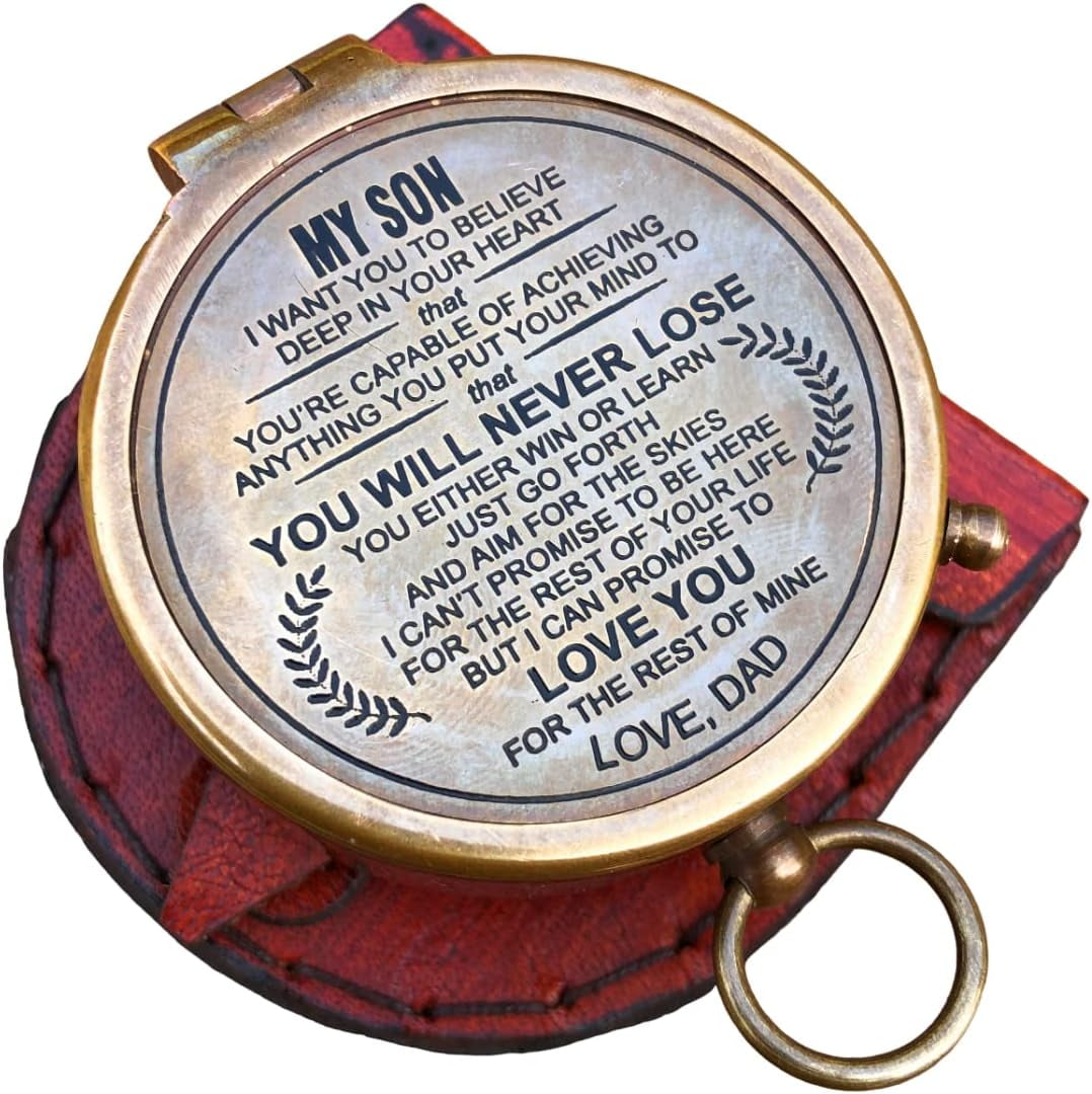 Brass compass My Son, Engravable Love Dad Compass, Father to Son Compass Nautical Gift Perfect For Christmas & Holiday Gifting