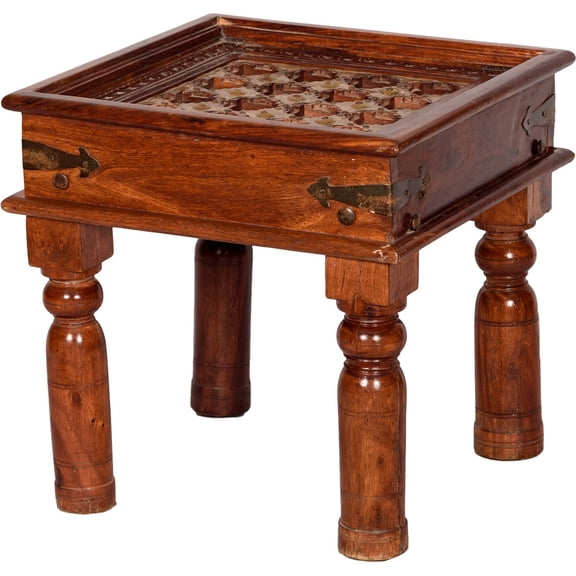 Brass desgin end table in glass top