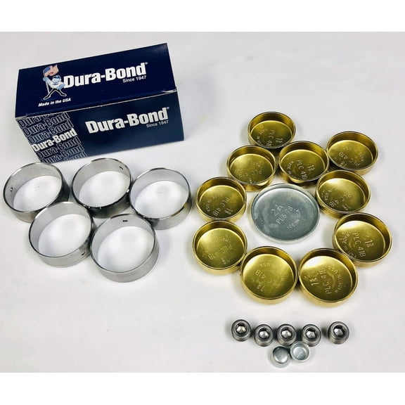 Brass freeze plugs and Camshaft bearings compatible with 1970-80 Small Block Chevy 400