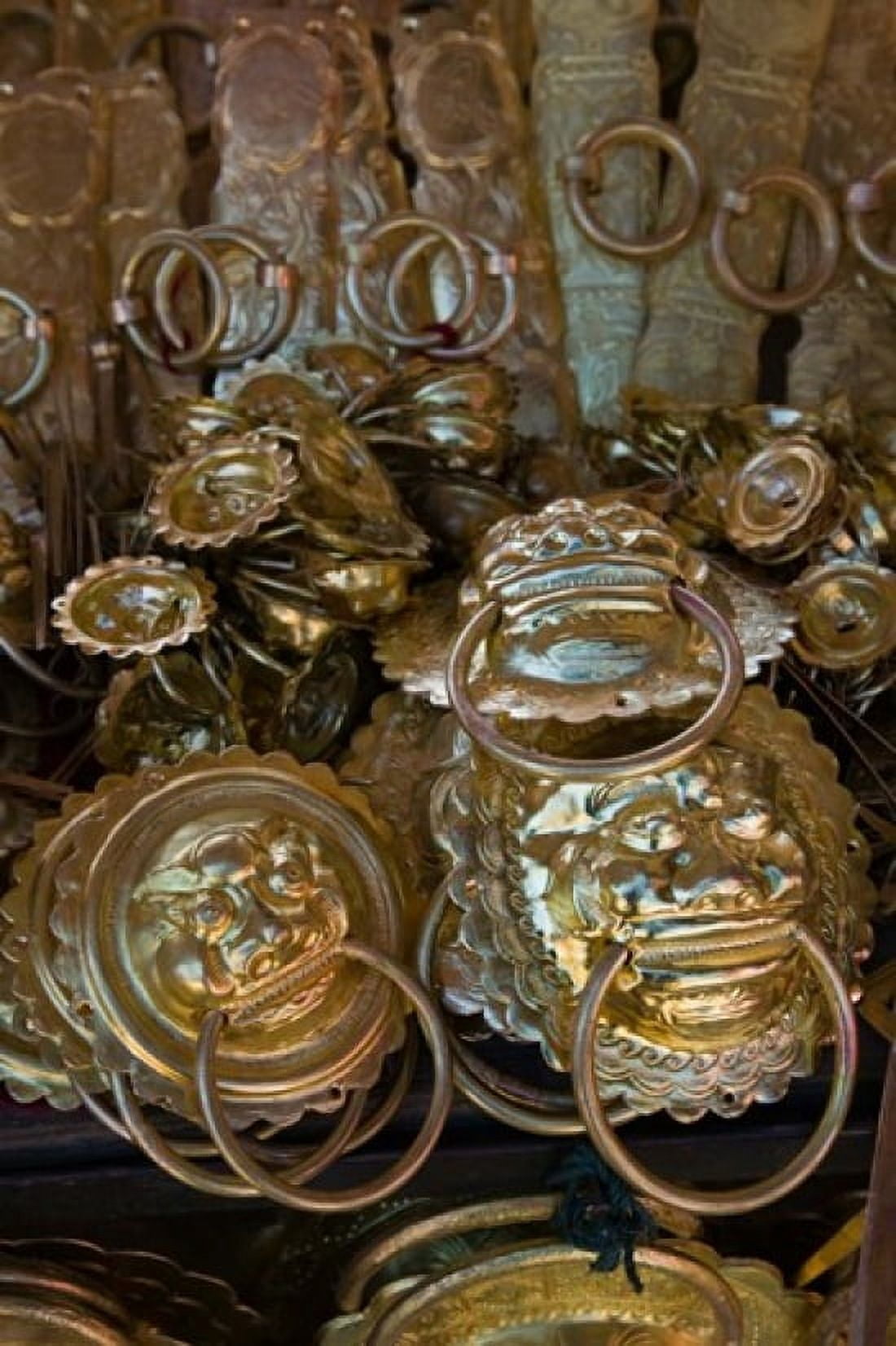 Brass items for sale in a street market Old Town Lijiang Yunnan Province China Canvas Art - Panoramic Images (24 x 36)