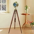 thumbnail image 1 of Brass nautical antique finish wooden tripod floor lamp LED lighting home decor, 1 of 5