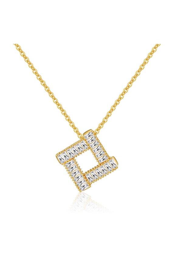 Brass plated with 18K real gold geometric cube design inlaid with zircon necklace Sugar cube trend minimalist style clavicle chain