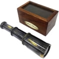 thumbnail image 1 of Brass telescope with glass wooden box 6 inches, 1 of 3
