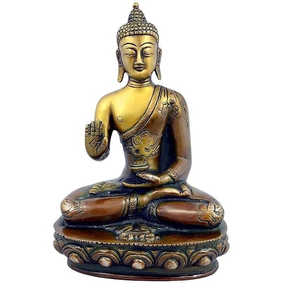 Brass with Brown Finish Meditating Buddha Statue for Home Decor/Gift Item/Temple