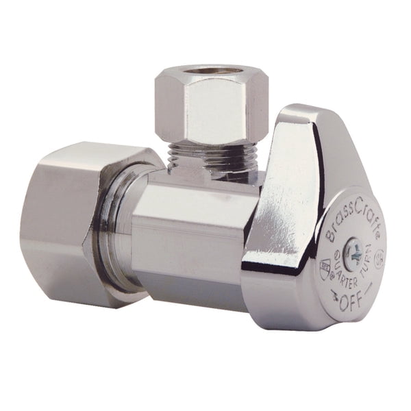 BrassCraft 1/2 in. Compression X 3/8 in. Compression Brass Angle Stop ...