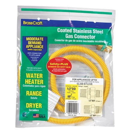 BrassCraft ProCoat CSSD44R-60P Straight Gas Connector 1/2 in Inlet 1/2 in Outlet Stainless Steel