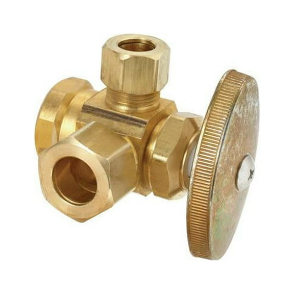 BrassCraft R3701RX RD Brass Dual Outlet Stop Valve, 1/2-In. x 1/2-In. x 3/8-In. - Quantity 1