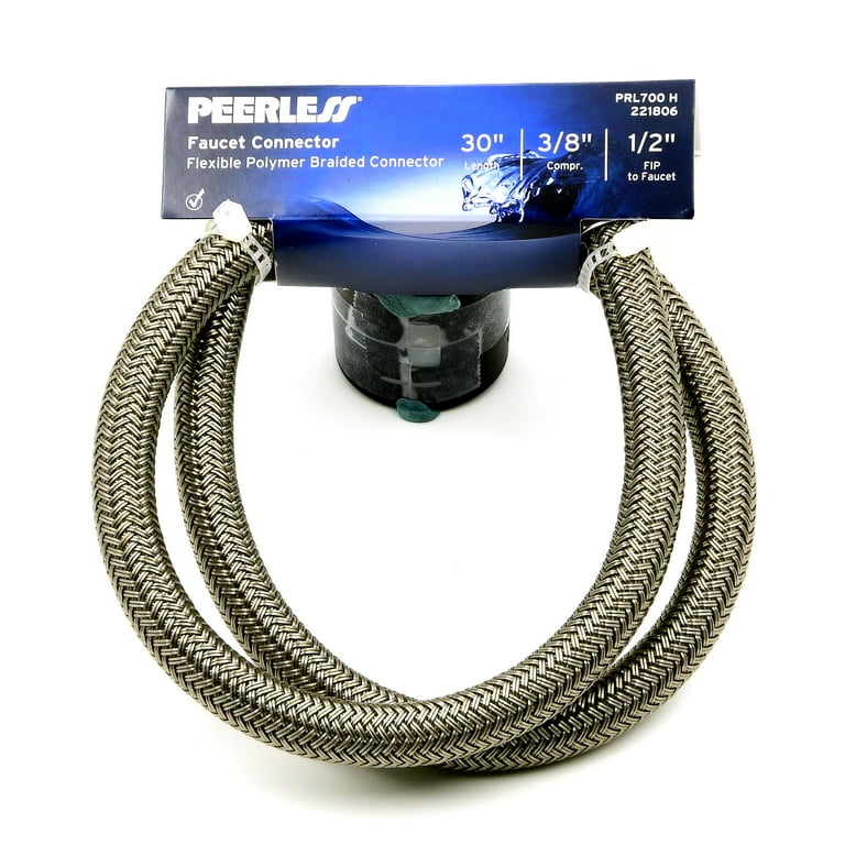 BrassCraft Speedi Plumb® PLUS 3/8 in. Compression inlet x 1/2 in. Female Iron Pipe outlet flexible braided polymer water connector. BrassCraft Speedi Plumb® PLUS 3/8 in. Compression inlet x 1/2 in. Female Iron Pipe outlet flexible braided polymer water connector.
