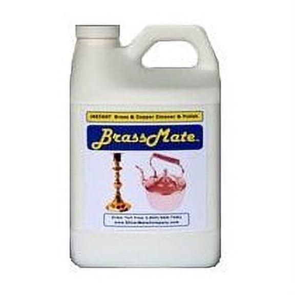 BrassMate Liquid Brass Cleaner, Copper Cleaner, Brass Tarnish Remover, Brass Metal Cleaner, Copper Jewelry Cleaner, Copper Pan Cleaner, Gentle, Reusable, Easy to Use, Fast, ½ Gallon