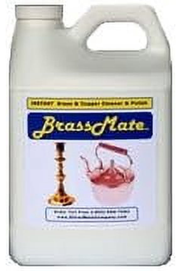BrassMate, Liquid Brass Cleaner, Copper Cleaner, Brass Tarnish Remover, Brass Metal Cleaner, Copper Jewelry Cleaner, Copper Pan Cleaner, Gentle, Reusable, Easy to Use, Fast, 1 Gallon