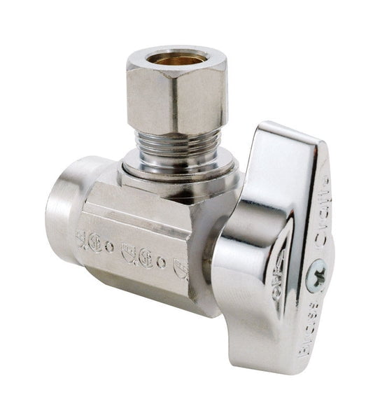 Chrome-Plated Brass Quarter Turn Shut-Off Valve with Lever Handle