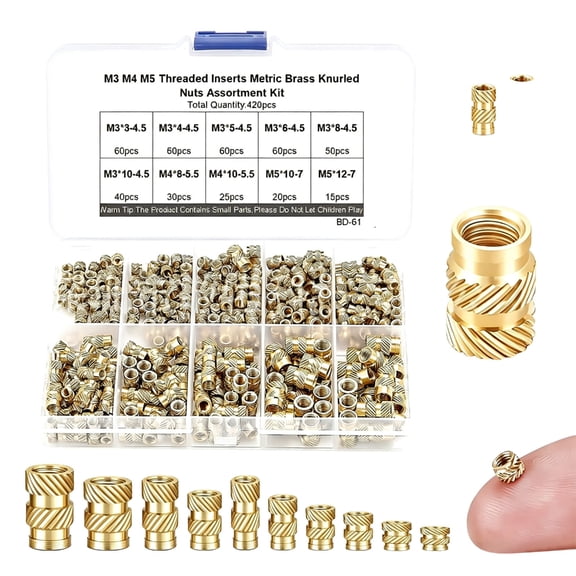 Brasses Threaded Inserts With M3M4M5 Size Heat Embedment Inserting Nut