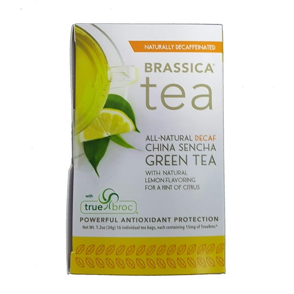 Brassica DECAF. Green W/Lemon Tea W/sgs, 1 Box (16 Tea Bags)