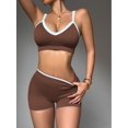 thumbnail image 1 of Brassiere And Shorts Set Sports Bras For Women Halter Strap Quick-Drying Sports Underwear Set, Shock-Absorbing, Cushioned Yoga Bra, Outdoor Running And Fitness Wear Coffee color M, 1 of 6