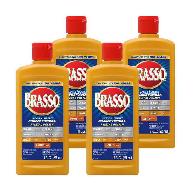Brasso Metal Polish, 8 Oz Bottle for Brass, Copper, Stainless, Chrome