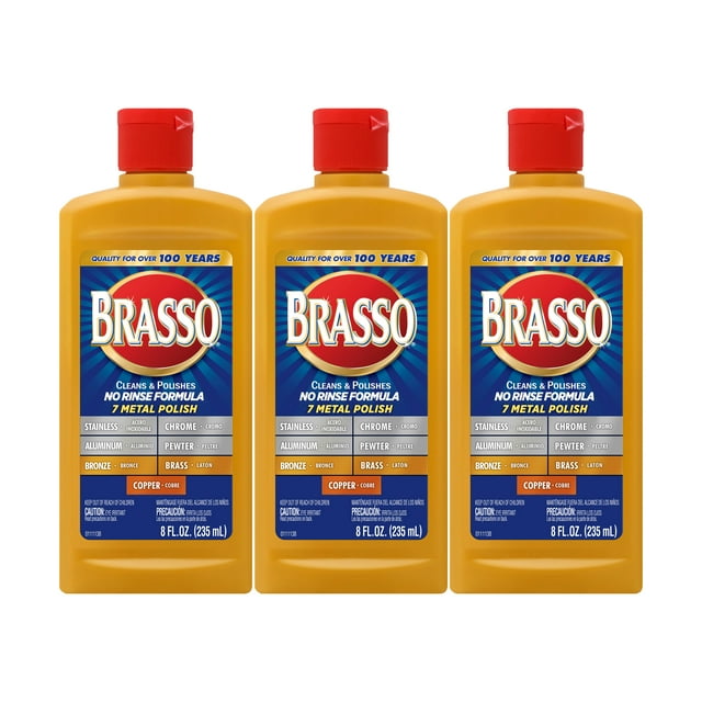 Brasso Metal Polish, 8 oz Bottle for Brass, Copper, Stainless, Chrome