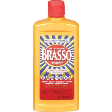 Brasso Metal Polish, 8 oz Bottle for Brass, Copper, Stainless, Chrome, Aluminum, Pewter & Bronze Pack of 8