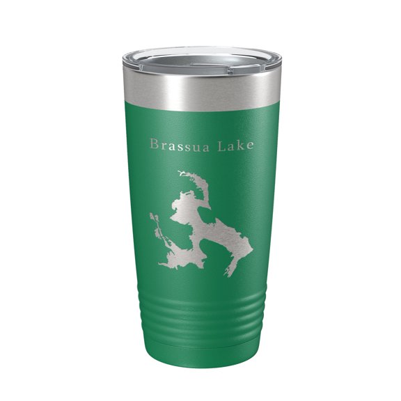 Brassua Lake Map Tumbler Travel Mug Insulated Laser Engraved Coffee Cup Maine Moose River 20 oz Green