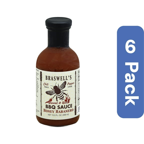 Braswell Honey Habanero Barbecue Sauce 13.5 oz (Pack of 6)
