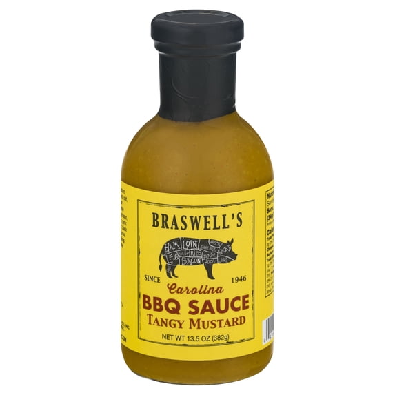 Braswell Tangy Mustard Barbecue Sauce 13.5 oz (Pack of 6)