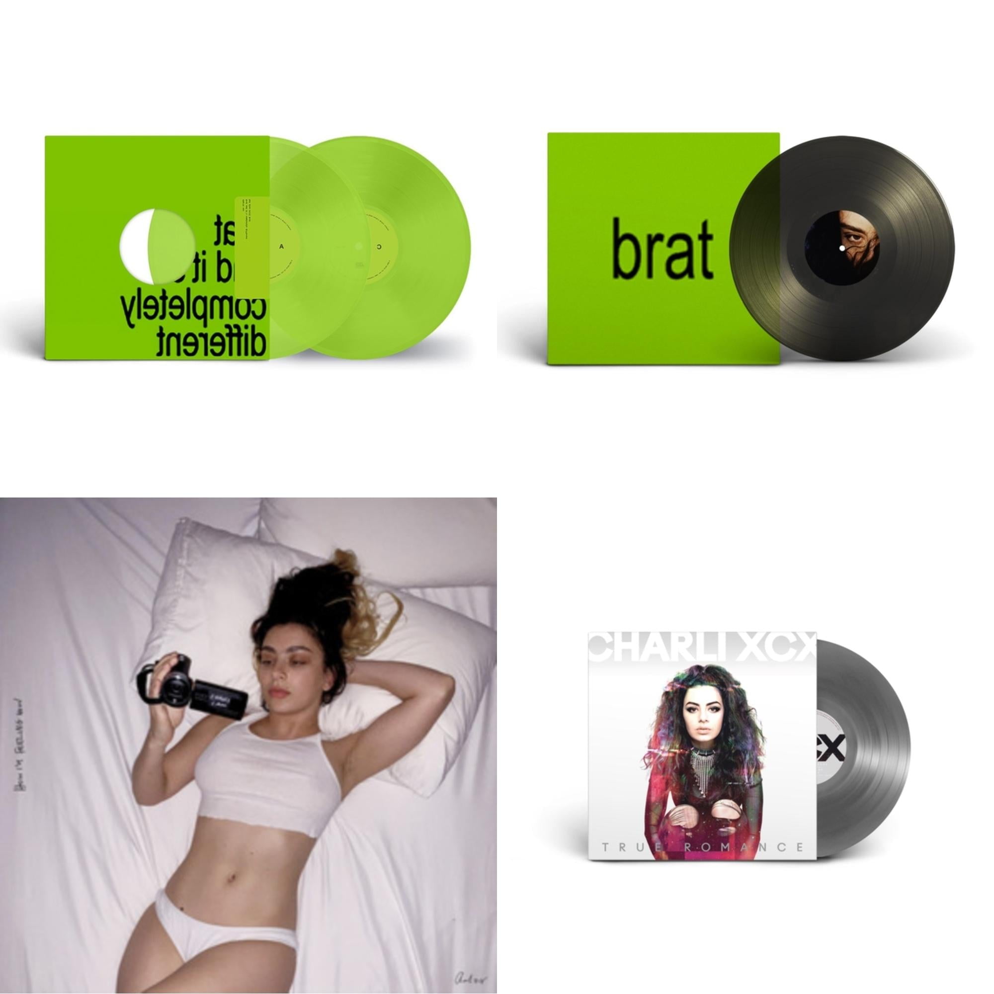 Brat & It's Completely Different (2LP/Brat Green Vinyl) & Brat (Black Ice LP Vinyl) & How I'm Feeling Now (Clear LP Vinyl) & True Romance Original Angels Repress