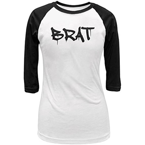 Brat Graffiti Juniors 3/4 Sleeve Raglan T Shirt White-Black X-LG
