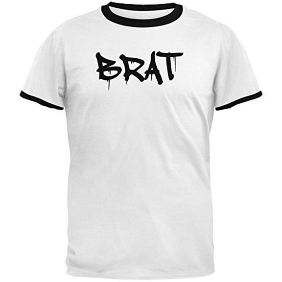Brat Graffiti Mens Ringer T Shirt White-Black 2XL