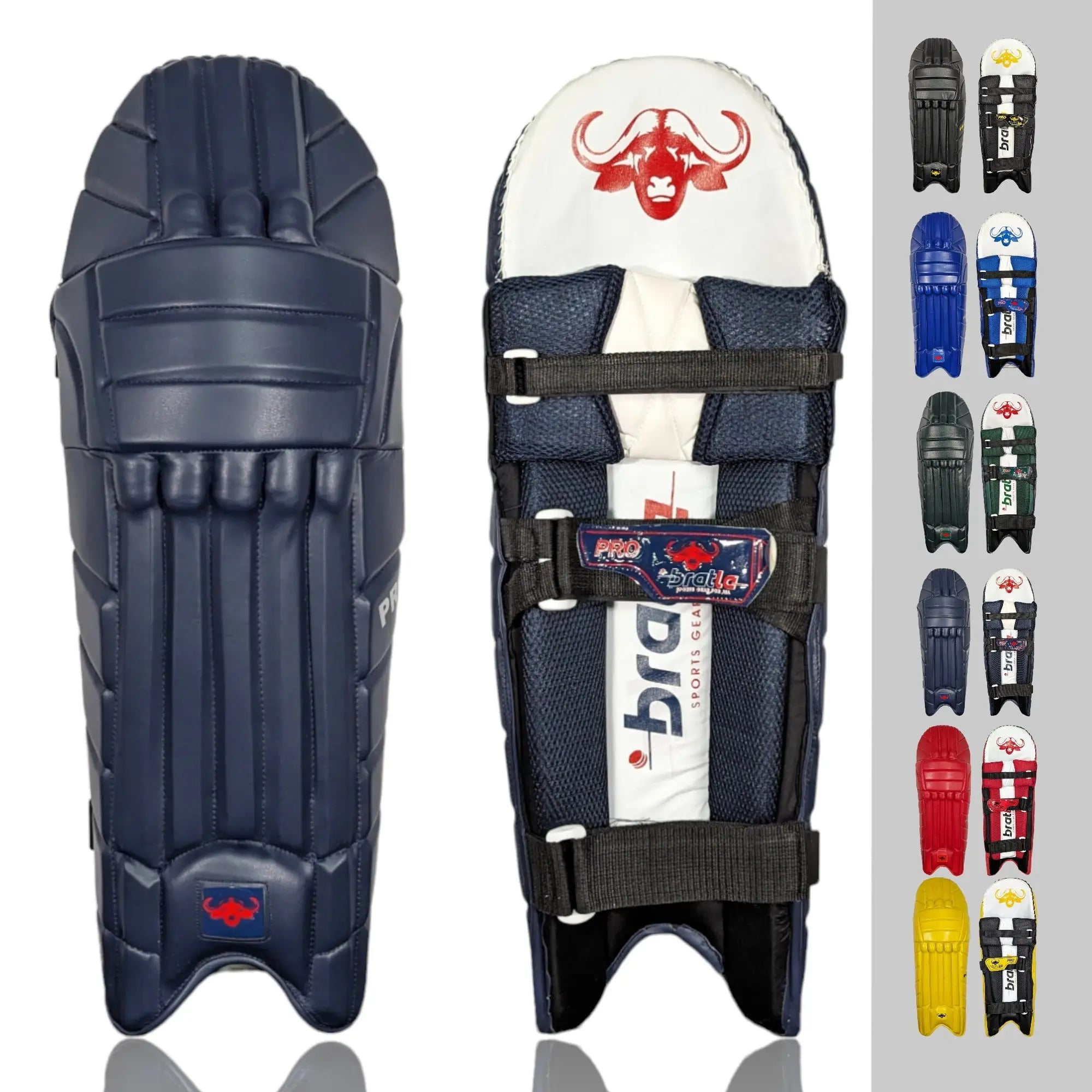 Bratla Classic styling Cricket Batting Pad Leg Guards, PVC Navy ...