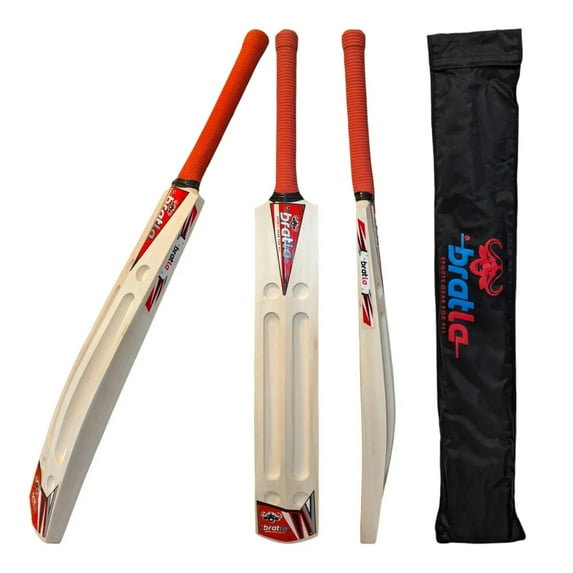 Bratla Scoop Jumbo Kashmir Willow Cricket Bat with Bat Cover - Adult Size, Lightweight Wooden Bat for Hard Tennis Ball and Softball Cricket