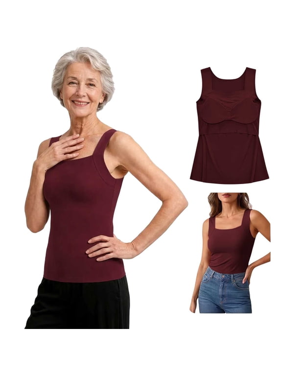 Bratop Tank Tops for Women-Bratop Thermacore Built-In Comfort Bra with Support, Seamless Shaper Cami & Braless Tops