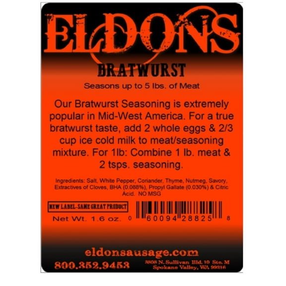 Bratwurst Sausage Seasoning Spices Seasons 5 Pounds of Meat #8825