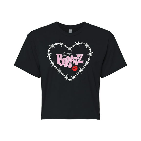 Bratz - Bratz Original Logo - Barbed Wire Heart - Juniors Cropped Cotton Blend T-Shirt