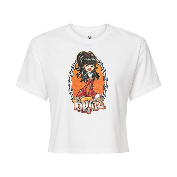 Bratz - Chains and Flames with Jade - Juniors Cropped Cotton Blend T-Shirt