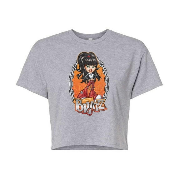 Bratz - Chains and Flames with Jade - Juniors Cropped Cotton Blend T-Shirt