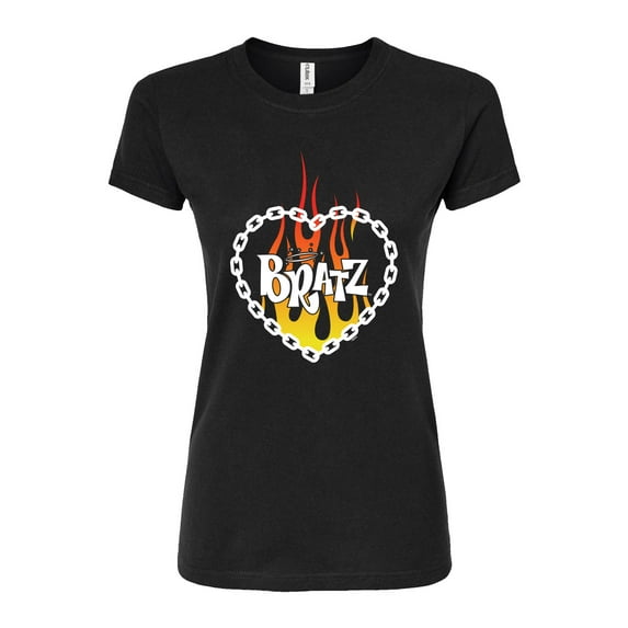 Bratz - Flame Logo - Chain Link Heart - Juniors Fitted Graphic T-Shirt