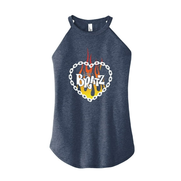 Bratz - Flame Logo - Chain Link Heart - Juniors High Neck Tank Top