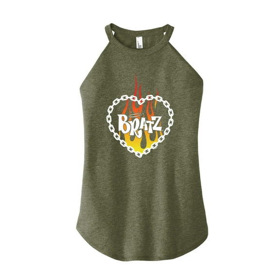 Bratz - Flame Logo - Chain Link Heart - Juniors High Neck Tank Top