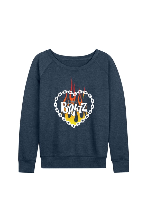 - Flame Logo - Chain Link Heart - Women's Lightweight French Terry Long Sleeve Shirt
