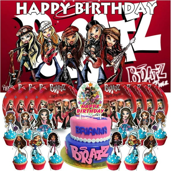 Bratz Girls Plates Birthday Supplies Decorations Decor Backdrop Banner Cake Topper Fans