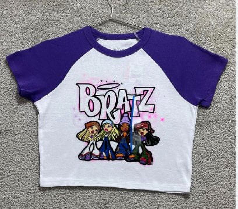 Bratz Graphic White/Purple Shortsleeve Crop Top, Size XXL