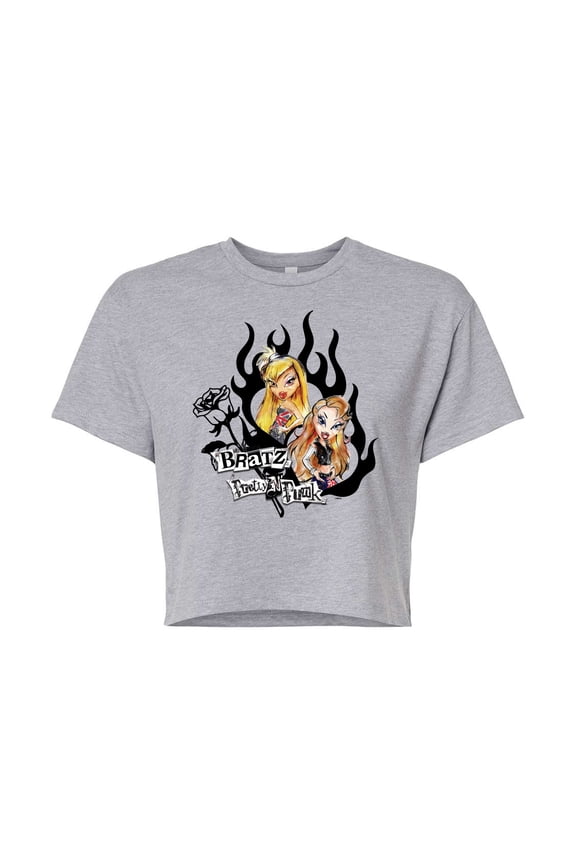- Hearts & Flames in a Frame - Juniors Cropped Cotton Blend T-Shirt
