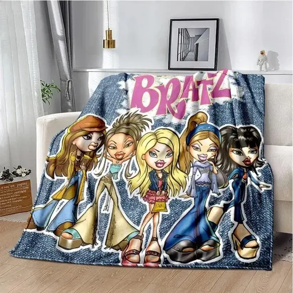 Bratz Kawaii Millennial Bug Style Super Soft Flannel Blanket, Comfortable Warm Glam Throw Blanket for Female, Room Decor for Bedroom Sofa, Ideal Birthday Christmas Gift