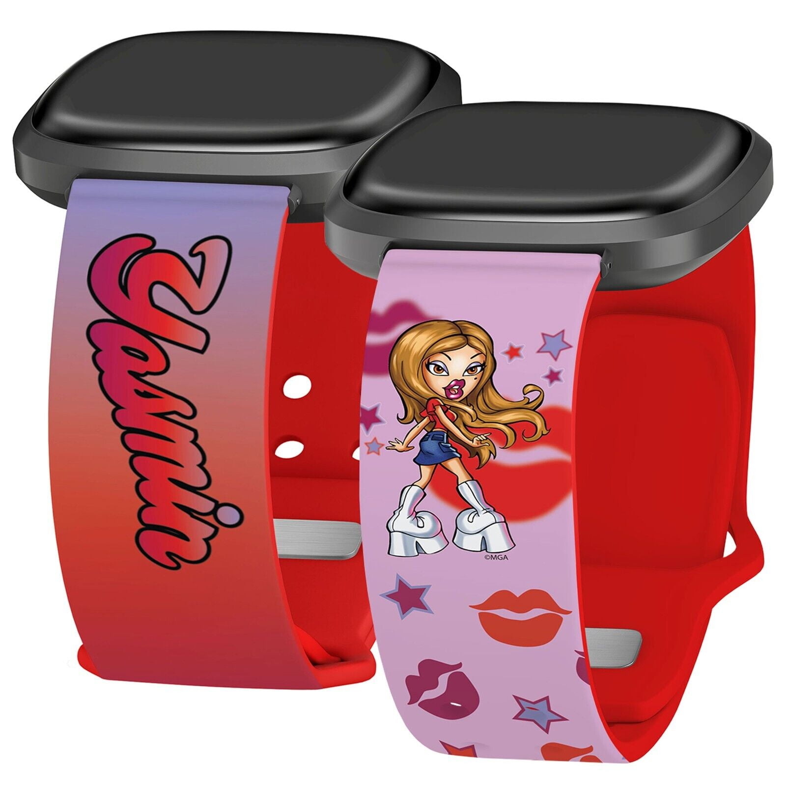 Bratz Passion For Fashion HD Watch Band Compatible with FitBit Versa 3 & Sense (20mm Long Yasmin Kisses) by Affinity Bands