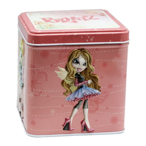 Bratz Raised Surface Characters Light Pink Floral Tin Storage Box